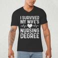 I Survived My Wife's Nursing Degree School Graduation Men's V-Neck T-Shirt