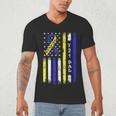 T21 Dad American Flag Down Syndrome Awareness Men's V-Neck T-Shirt