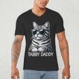 Tabby Daddy Cat Dad Graphic Grey Tabby Cat Lover Men's V-Neck T-Shirt