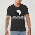 Thicc Dads Who Vape For Christ Father Day Men's V-Neck T-Shirt