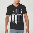 Thin Blue Line Proud Dad Police Family T-Shirt Men's V-Neck T-Shirt