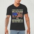 I Have Two Titles Veteran And Grandpa Dad Papa Grandpa Men's V-Neck T-Shirt