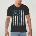 USA Flag Best Dog Dad Ever American Puppy Lover Paw Men's V-Neck T-Shirt