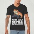 I Like Video Games Bearded Dragon Gamer Introvert Mood Men's V-Neck T-Shirt I Like Video Games Bearded Dragon Gamer Introvert Mood Men's V-Neck T-Shirt