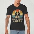 Vintage Boston Terrier Dad Dog Lovers Father's Day Tee Men's V-Neck T-Shirt Vintage Boston Terrier Dad Dog Lovers Father's Day Tee Men's V-Neck T-Shirt