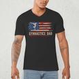 Vintage Gymnastics Dad American USA Flag Sports Men's V-Neck T-Shirt