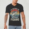 Vintage I'd Rather Be Fishing Graphic Bass Dad Boy Men Men's V-Neck T-Shirt Vintage I'd Rather Be Fishing Graphic Bass Dad Boy Men Men's V-Neck T-Shirt