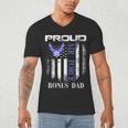 Vintage Proud Air Force Bonus Dad With American Flag Men's V-Neck T-Shirt