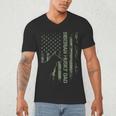 Vintage USA Camo Flag Proud Siberian Husky Dad Silhouette Men's V-Neck T-Shirt