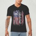 Vintage USA Flag Proud Swimming Dad Swim Swimmer Silhouette Men's V-Neck T-Shirt