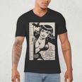 Vintage Vampire Bat Vampire Pin Up Girl Horror Comic Book Men's V-Neck T-Shirt