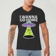 I Wanna Go Home Introvert UFO UAP Flying Saucer Trippy Alien Men's V-Neck T-Shirt I Wanna Go Home Introvert UFO UAP Flying Saucer Trippy Alien Men's V-Neck T-Shirt