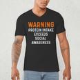 Warning Protein Intake Exceeds Social Awareness Introvert Men's V-Neck T-Shirt