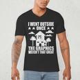 I Went Outside Once Introverts Joke Social Loner Men's V-Neck T-Shirt