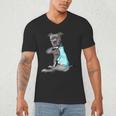 Women Dog Pitbull I Love Dad Tattoo Men's V-Neck T-Shirt