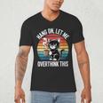 Women's Hang On Let Me Overthink Cat Coffee Retro Introvert Men's V-Neck T-Shirt Women's Hang On Let Me Overthink Cat Coffee Retro Introvert Men's V-Neck T-Shirt