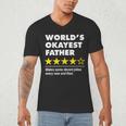 Worlds Okayest Father Dad Joke Review For Fathers Day Men's V-Neck T-Shirt Worlds Okayest Father Dad Joke Review For Fathers Day Men's V-Neck T-Shirt