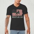 Wrestling Dad US Flag Fathers Day Retro Wrestling Fans Men's V-Neck T-Shirt Wrestling Dad US Flag Fathers Day Retro Wrestling Fans Men's V-Neck T-Shirt