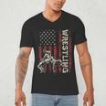 Wrestling US Flag Dad Wrestler Patriotic 4th Of July Men's V-Neck T-Shirt