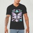Y2K Butterfly Floppy Disk Art Digital Nostalgia Men's V-Neck T-Shirt Y2K Butterfly Floppy Disk Art Digital Nostalgia Men's V-Neck T-Shirt