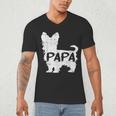 Yorkshire Terrier Papa Dog Puppy Doggie Pet Lover Yorkie Dad Men's V-Neck T-Shirt