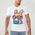 Adorable Book Lover Rabbit With Reading Glasses Cute Premium Men's V-Neck T-Shirt Adorable Book Lover Rabbit With Reading Glasses Cute Premium Men's V-Neck T-Shirt