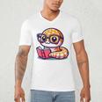 Adorable Book Lover Rattlesnake With Reading Glasses Cute Men's V-Neck T-Shirt Adorable Book Lover Rattlesnake With Reading Glasses Cute Men's V-Neck T-Shirt