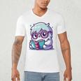 Adorable Book Lover Yeti With Reading Glasses Cute Men's V-Neck T-Shirt