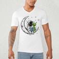 Astronaut Reading Book To Alien Moon Space Astronomy Men's V-Neck T-Shirt Astronaut Reading Book To Alien Moon Space Astronomy Men's V-Neck T-Shirt