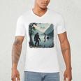 Bigfoot Sasquatch & Loch Ness Monster Introvert Bruh Men's V-Neck T-Shirt