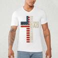 Blessed Dad Christian From Daughter Son Jesus Patriotic Men's V-Neck T-Shirt