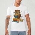 Book Lover Owl Reading Bookish Library Read Books Be Kind Men's V-Neck T-Shirt