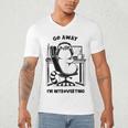 Cat With Coffee On Computer Go Away I'm Introverting Men's V-Neck T-Shirt Cat With Coffee On Computer Go Away I'm Introverting Men's V-Neck T-Shirt