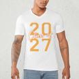 Class Of 2027 Graduation Varsity Orange On The Back Premium Tri-Blend Men's V-Neck T-Shirt