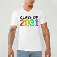 Class Of 2031 Pre-K -12th Grade Hand Prints Space Graduation Men's V-Neck T-Shirt