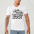 Class Of 2037 Senior Retro 2037 Grad Graduate Graduation Men's V-Neck T-Shirt