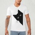 Curious Cat Peeking Sneaky Cat Cat Mom Cat Dad Men's V-Neck T-Shirt