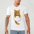 Cute Tabby Cat Pocket Cat Mom Cat Dad Cat Lover Men's V-Neck T-Shirt