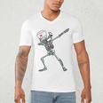Dabbing Skeleton Nurse Halloween Graduation Men's V-Neck T-Shirt
