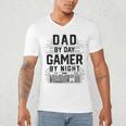 Dad By Day Gamer By Night Father's Day Gaming Men's V-Neck T-Shirt