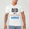 Dad Of A Hip Dysplasia Warrior Beige Blue Hip Dysplasia Men's V-Neck T-Shirt
