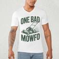 Dad Lawn Mowing One Bad Mowfo Mower Dad Gardening Men's V-Neck T-Shirt