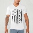 Dad Patriotic American USA Flag Father's Day Dad Men's V-Neck T-Shirt