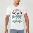 Daddy Dad 2nd Birthday Two Fast Race Car Second Bday Party Men's V-Neck T-Shirt