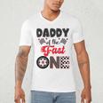 Daddy Of The Fast One Car Racing Dad 1St Birthday Boy Men's V-Neck T-Shirt