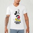 Disney Mickey Mouse Peace Out Totally Retro Graduation Men's V-Neck T-Shirt