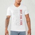 Distressed US American Flag Father Shirt Best Dad Ever Men's V-Neck T-Shirt