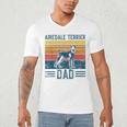 Dog Airedale Terrier Dad Vintage Airedale Terrier Dad Men's V-Neck T-Shirt