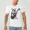Dog Guitarist Guitar Pembroke Welsh Corgi Dad Mom Men's V-Neck T-Shirt