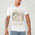 Don't Be A Dumb Bass Fish Camo American Flag Dad Jokes Men's V-Neck T-Shirt